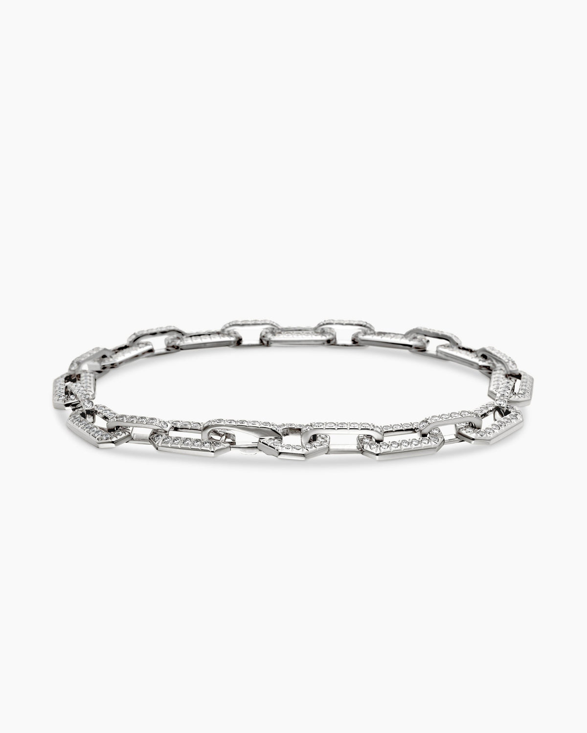 David Yurman Pavé Chain Bracelet in 18K White Gold, 7mm David Yurman Women’s