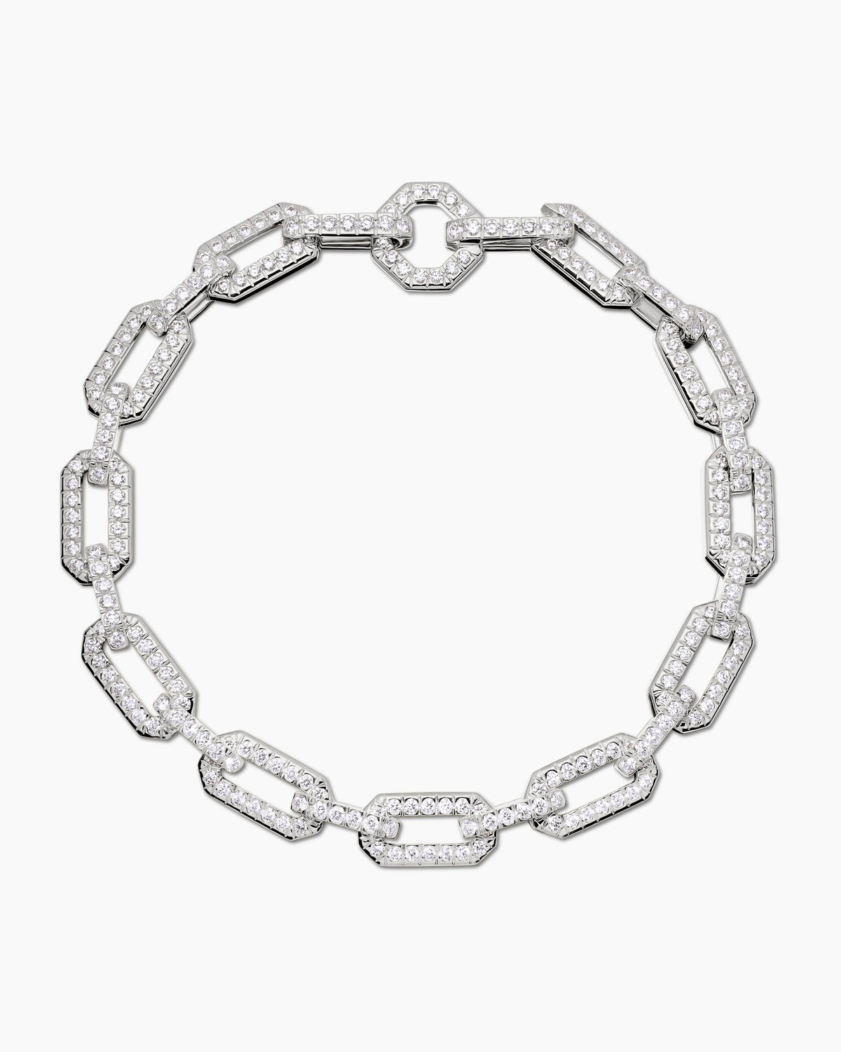 David Yurman Pavé Chain Bracelet in 18K White Gold, 7mm David Yurman Women’s