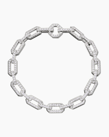David Yurman Pavé Chain Bracelet in 18K White Gold, 7mm David Yurman Women’s