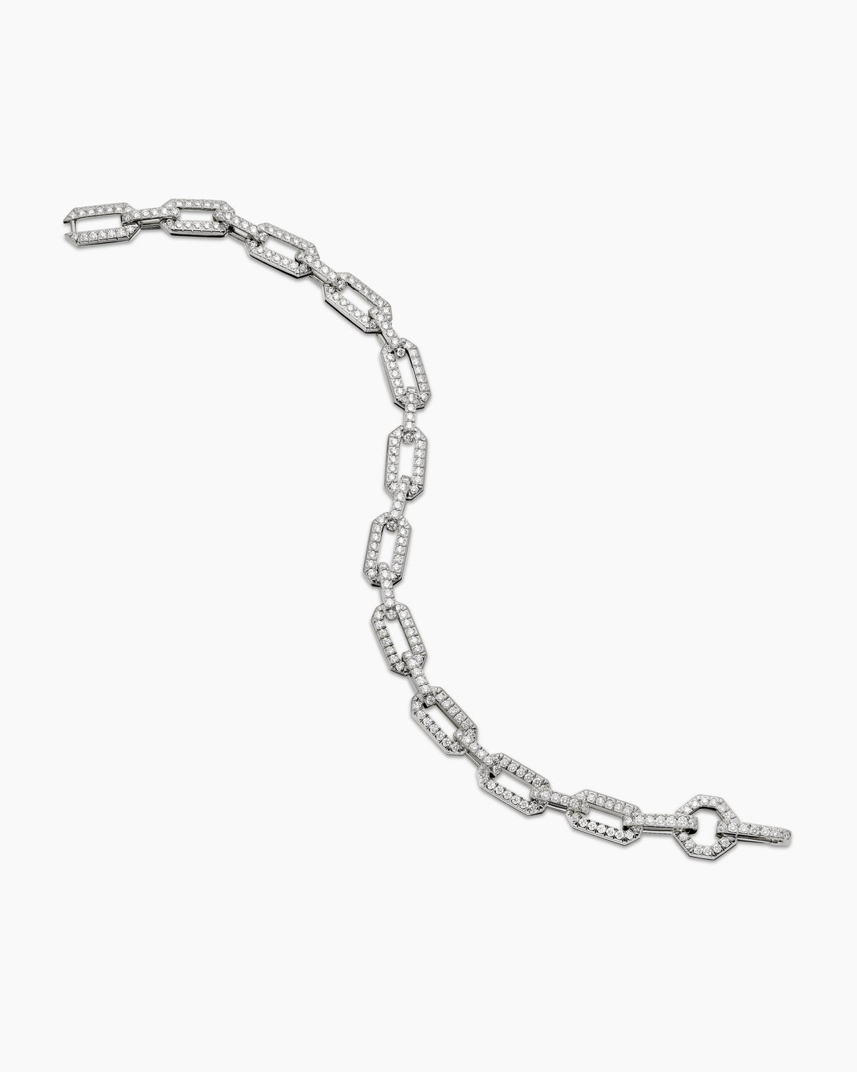 David Yurman Pavé Chain Bracelet in 18K White Gold, 7mm David Yurman Women’s