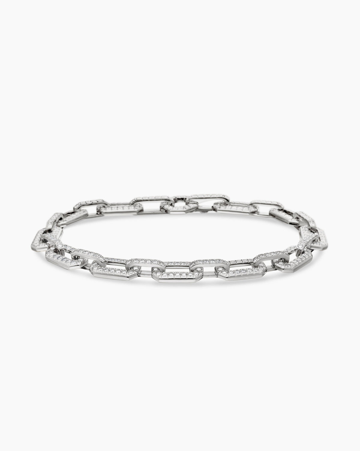 David Yurman Pavé Chain Bracelet in 18K White Gold, 7mm David Yurman Women’s