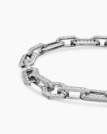 David Yurman Pavé Chain Bracelet in 18K White Gold, 7mm David Yurman Women’s