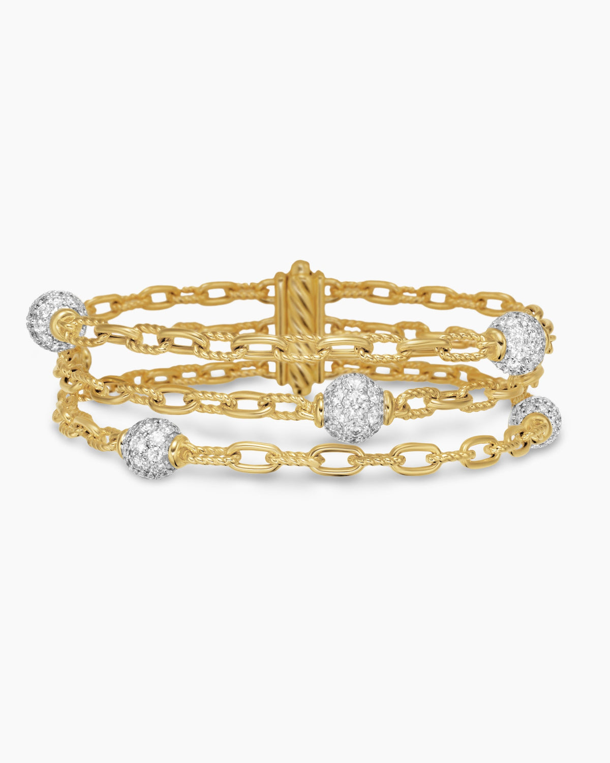 David Yurman DY Madison Pavé Bead Multi Row Chain Bracelet David Yurman Women’s