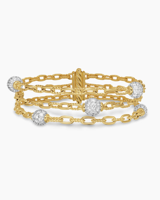 David Yurman DY Madison Pavé Bead Multi Row Chain Bracelet David Yurman Women’s