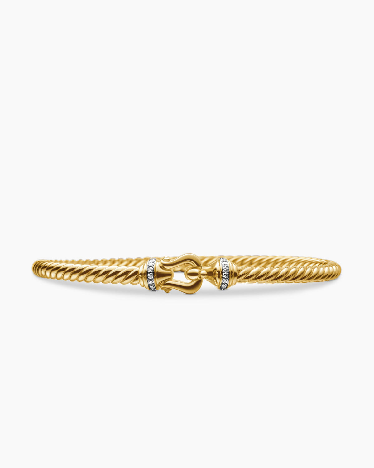 David Yurman Buckle Cablespira Flex Bracelet in 18K Yellow Gold with Diamonds, 3.5mm David Yurman Women’s