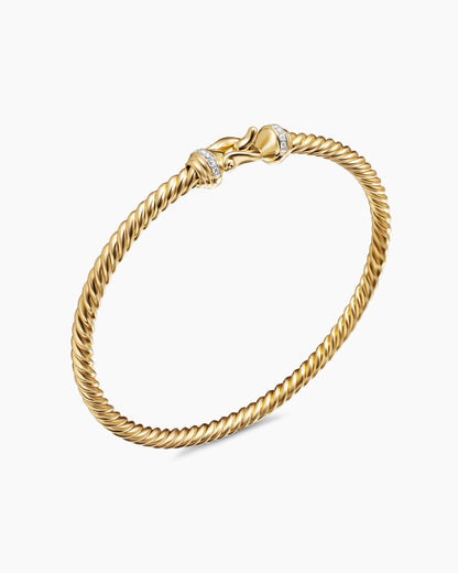 David Yurman Buckle Cablespira Flex Bracelet in 18K Yellow Gold with Diamonds, 3.5mm David Yurman Women’s