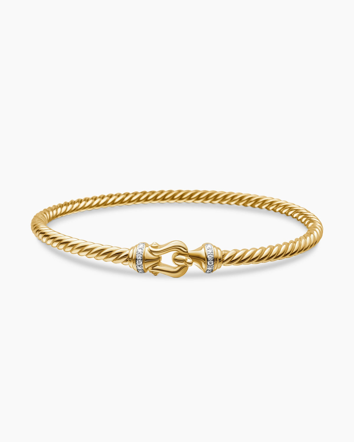 David Yurman Buckle Cablespira Flex Bracelet in 18K Yellow Gold with Diamonds, 3.5mm David Yurman Women’s