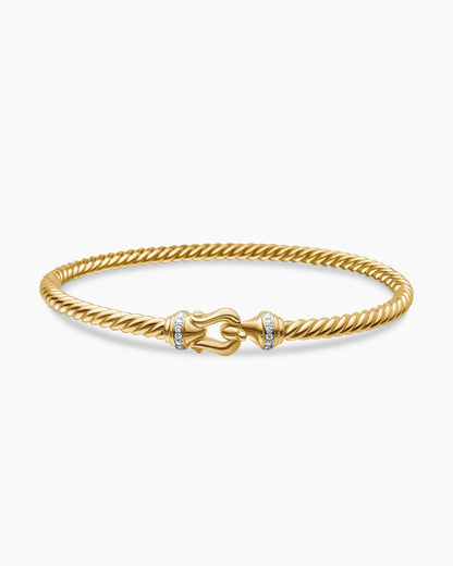 David Yurman Buckle Cablespira Flex Bracelet in 18K Yellow Gold with Diamonds, 3.5mm David Yurman Women’s