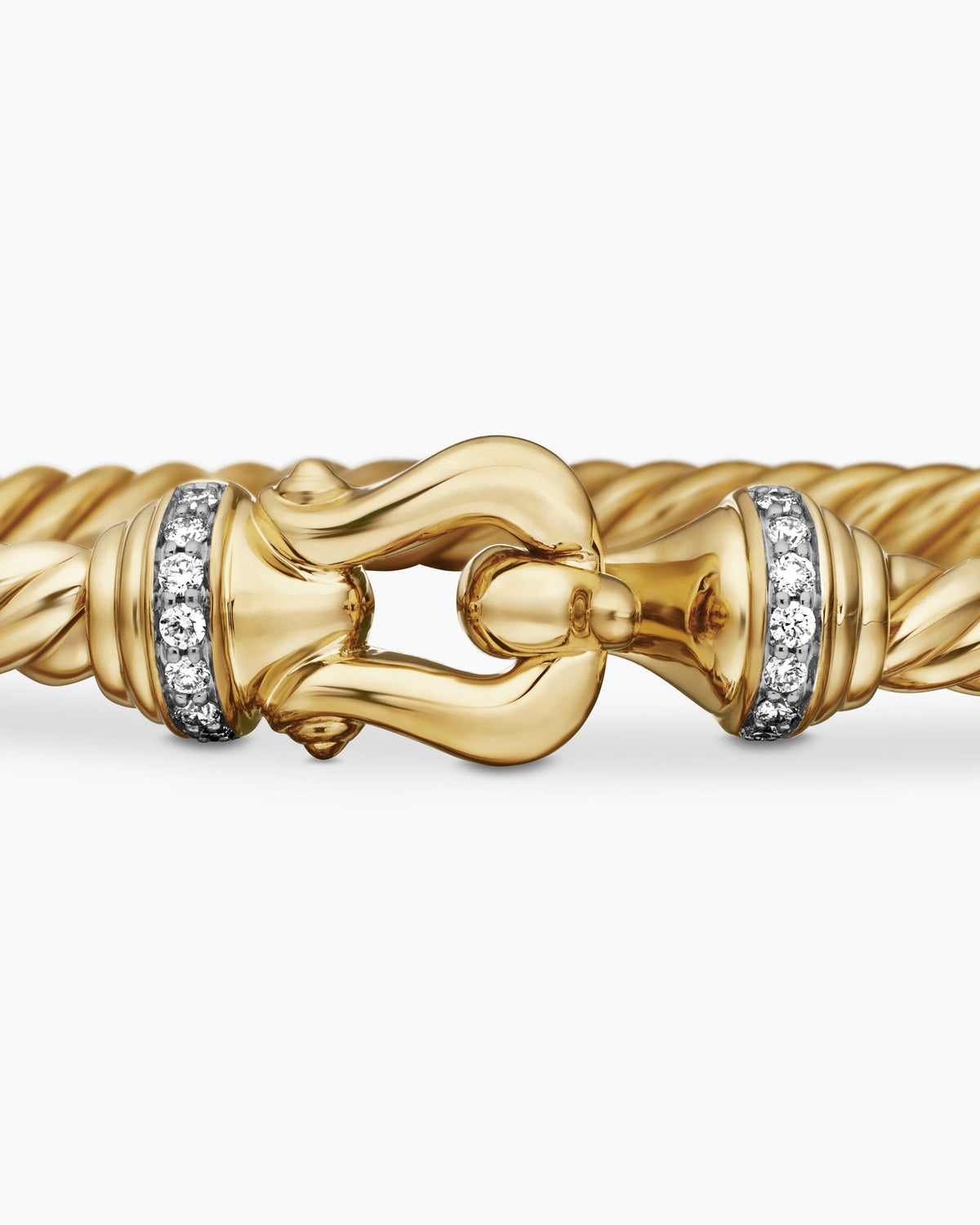 David Yurman Buckle Cablespira Flex Bracelet in 18K Yellow Gold with Diamonds, 3.5mm David Yurman Women’s