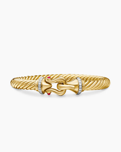 David Yurman Buckle Cablespira® Flex Bracelet in 18K Yellow Gold with Rubies and Diamonds, 7mm David Yurman Women’s