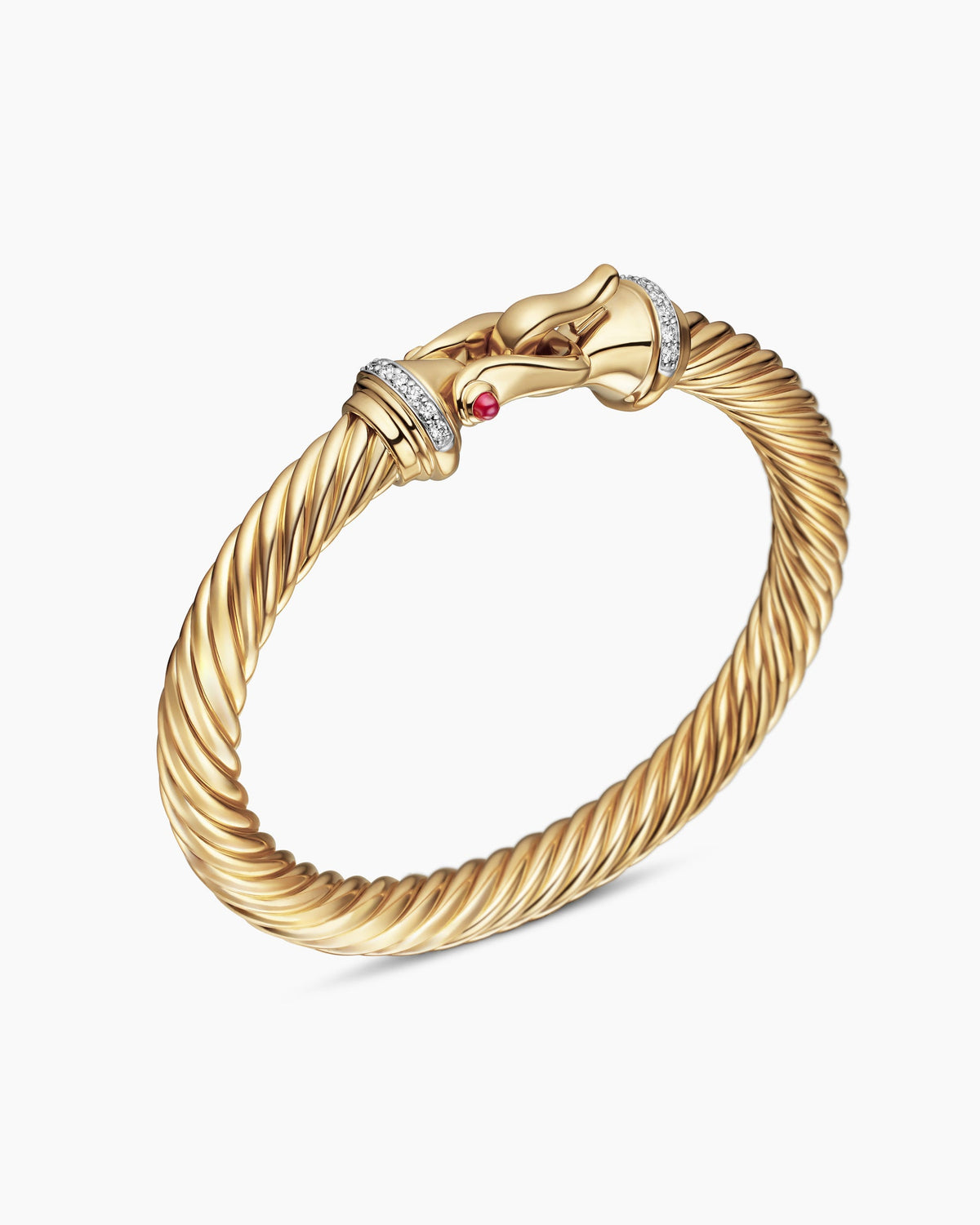 David Yurman Buckle Cablespira® Flex Bracelet in 18K Yellow Gold with Rubies and Diamonds, 7mm David Yurman Women’s