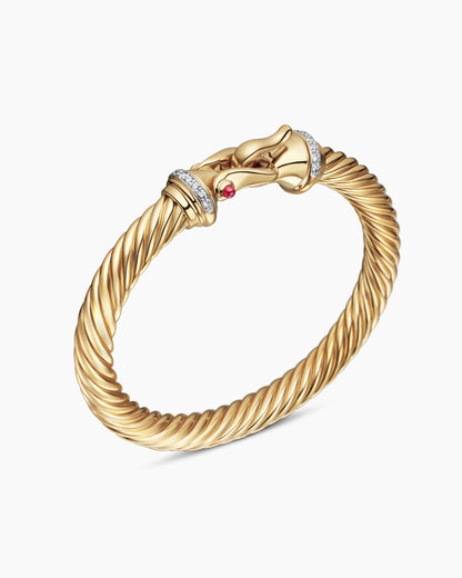 David Yurman Buckle Cablespira® Flex Bracelet in 18K Yellow Gold with Rubies and Diamonds, 7mm David Yurman Women’s