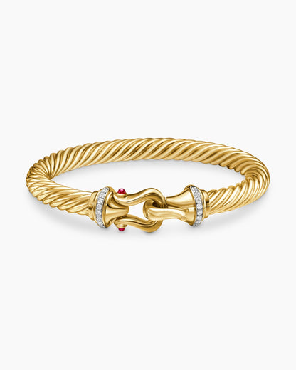 David Yurman Buckle Cablespira® Flex Bracelet in 18K Yellow Gold with Rubies and Diamonds, 7mm David Yurman Women’s