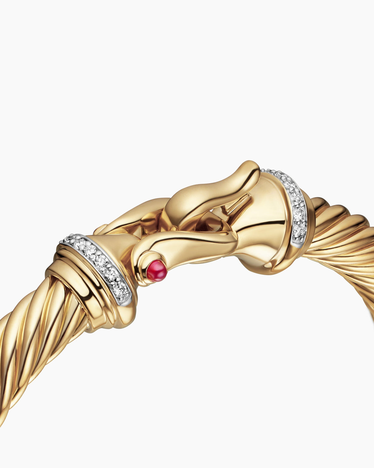 David Yurman Buckle Cablespira® Flex Bracelet in 18K Yellow Gold with Rubies and Diamonds, 7mm David Yurman Women’s
