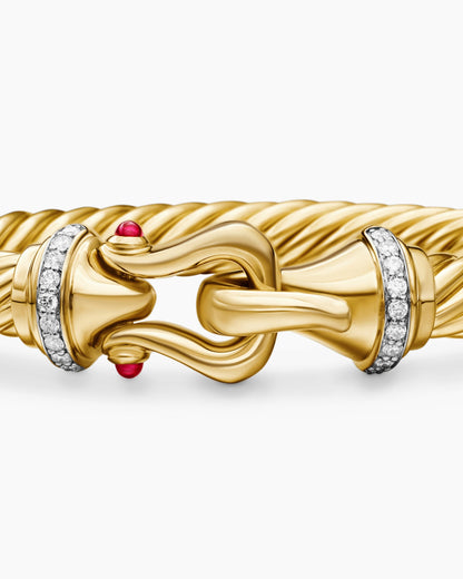 David Yurman Buckle Cablespira® Flex Bracelet in 18K Yellow Gold with Rubies and Diamonds, 7mm David Yurman Women’s