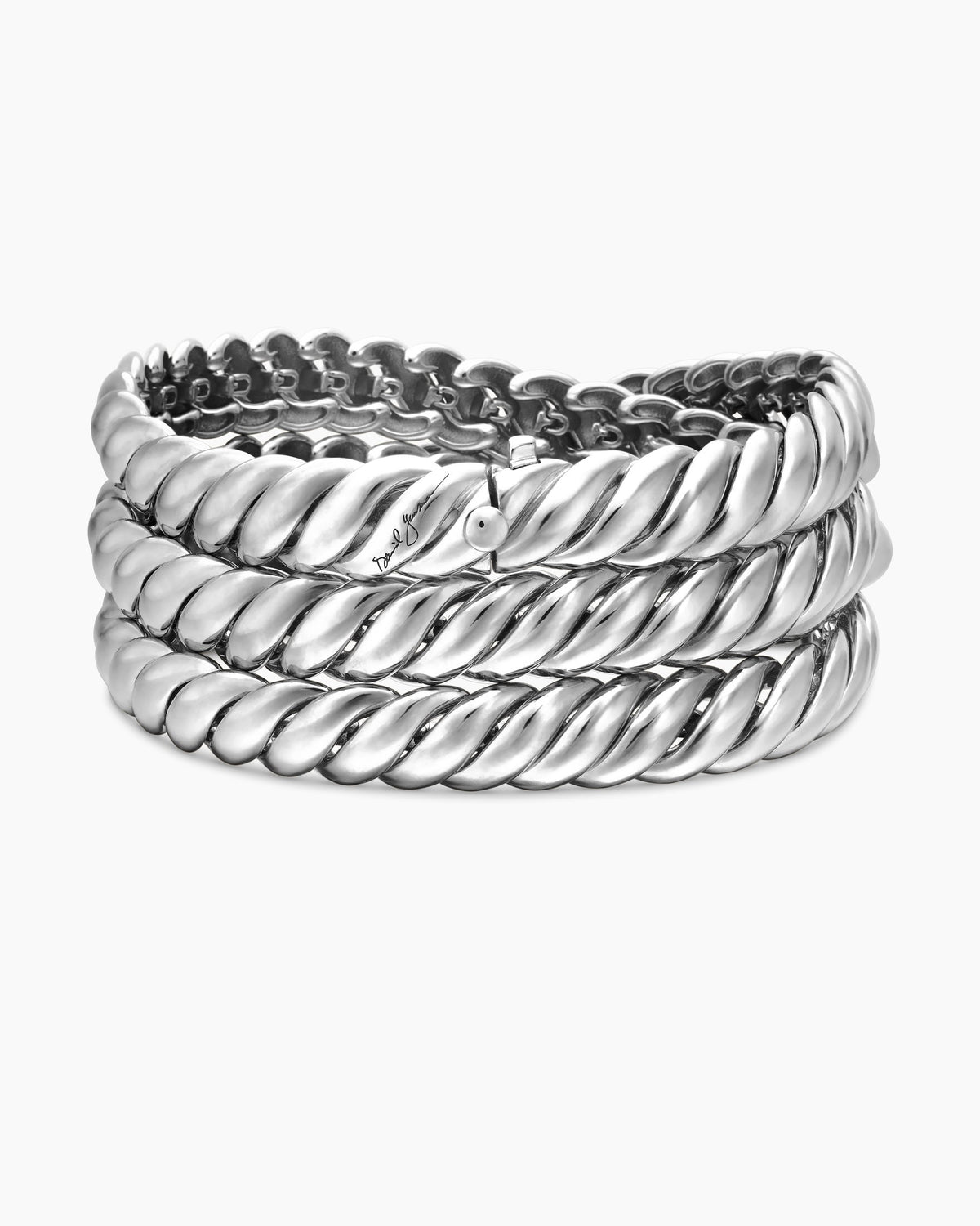 David Yurman Sculpted Cable Triple Wrap Bracelet in Sterling Silver, 8.5mm David Yurman Women’s