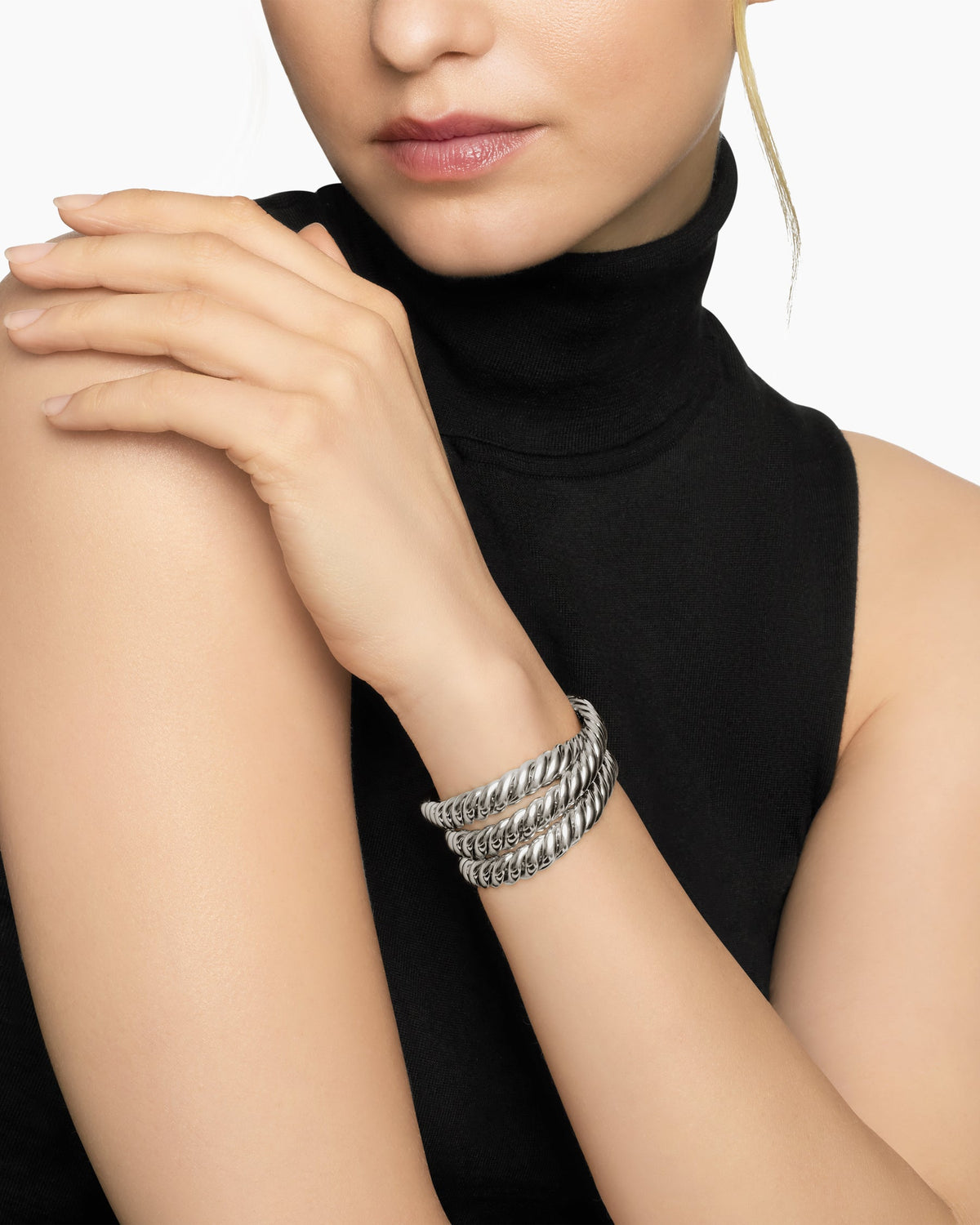 David Yurman Sculpted Cable Triple Wrap Bracelet in Sterling Silver, 8.5mm David Yurman Women’s