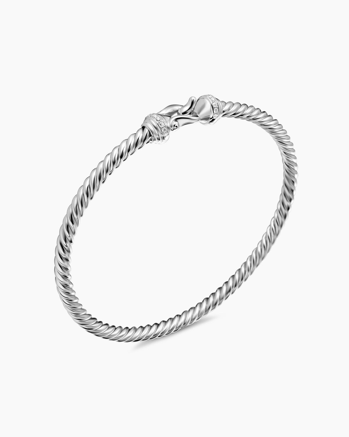 David Yurman Buckle Cablespira Flex Bracelet in 18K White Gold with Diamonds, 3.5mm David Yurman Women’s