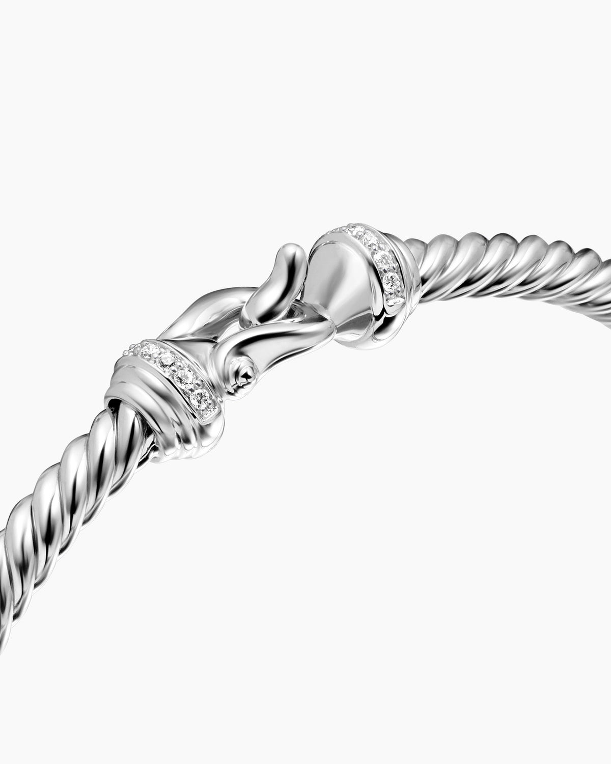 David Yurman Buckle Cablespira Flex Bracelet in 18K White Gold with Diamonds, 3.5mm David Yurman Women’s