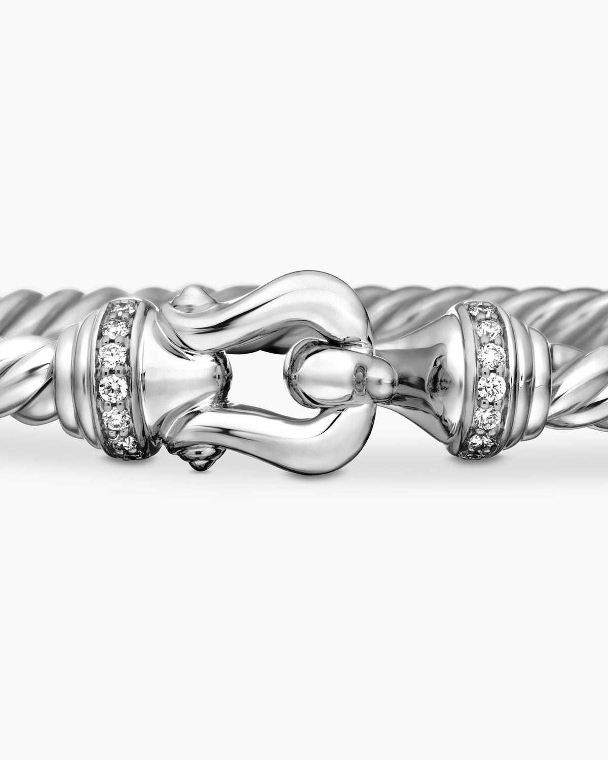 David Yurman Buckle Cablespira Flex Bracelet in 18K White Gold with Diamonds, 3.5mm David Yurman Women’s