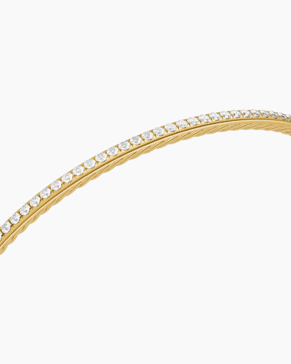 David Yurman Micro Pavé Bracelet in 18K Yellow Gold with Diamonds, 2mm David Yurman Women’s