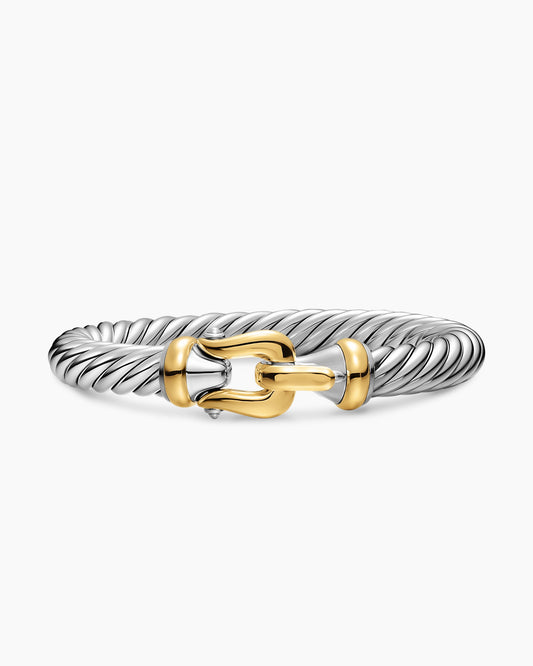 David Yurman Cable Flex Buckle Bracelet in Sterling Silver with 14K Yellow Gold, 9mm David Yurman Women’s