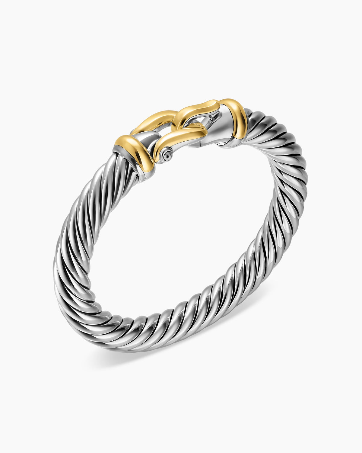 David Yurman Cable Flex Buckle Bracelet in Sterling Silver with 14K Yellow Gold, 9mm David Yurman Women’s