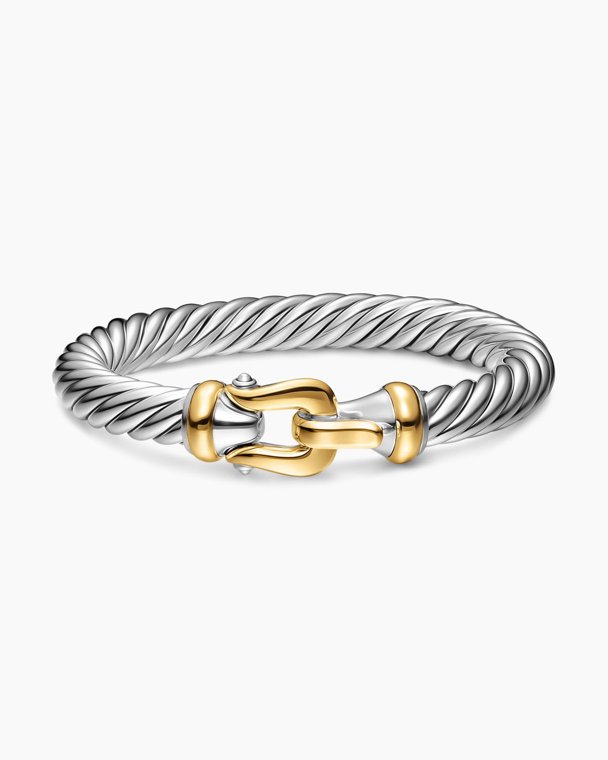 David Yurman Cable Flex Buckle Bracelet in Sterling Silver with 14K Yellow Gold, 9mm David Yurman Women’s