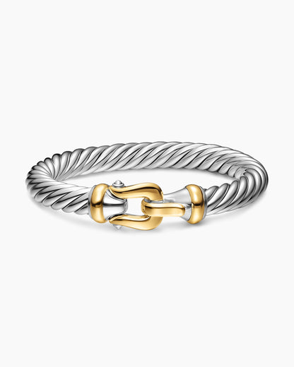 David Yurman Cable Flex Buckle Bracelet in Sterling Silver with 14K Yellow Gold, 9mm David Yurman Women’s