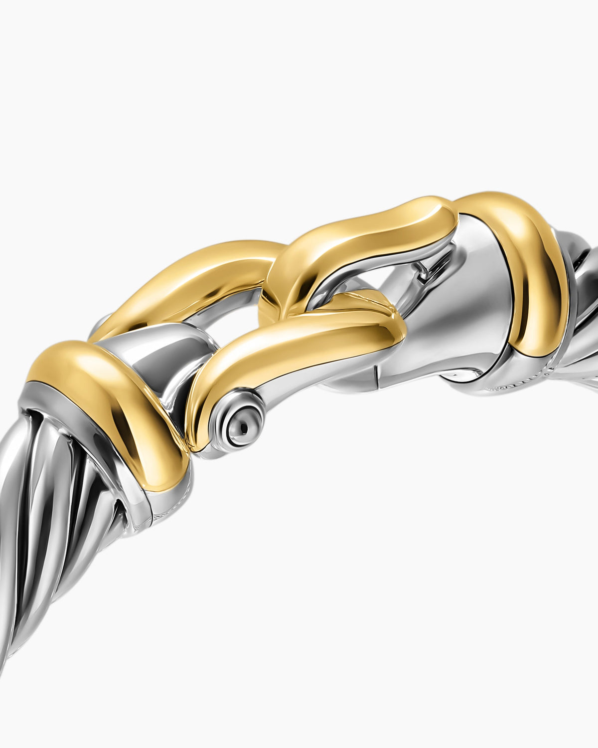 David Yurman Cable Flex Buckle Bracelet in Sterling Silver with 14K Yellow Gold, 9mm David Yurman Women’s