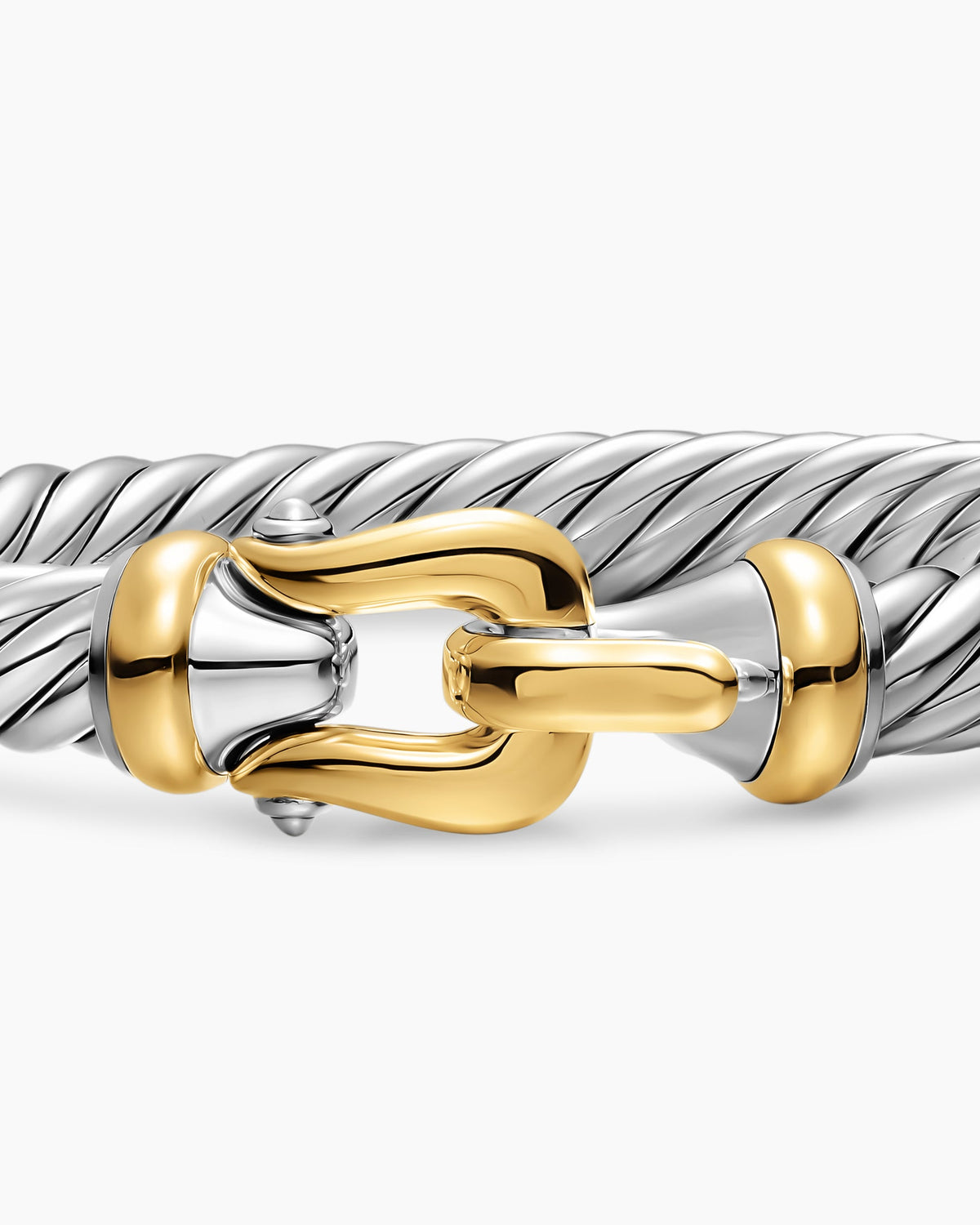 David Yurman Cable Flex Buckle Bracelet in Sterling Silver with 14K Yellow Gold, 9mm David Yurman Women’s