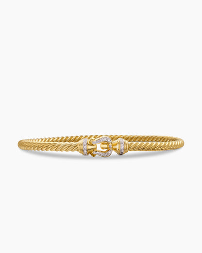 David Yurman Buckle Cablespira Flex Bracelet in 18K Yellow Gold with Diamonds, 3.5mm David Yurman Women’s