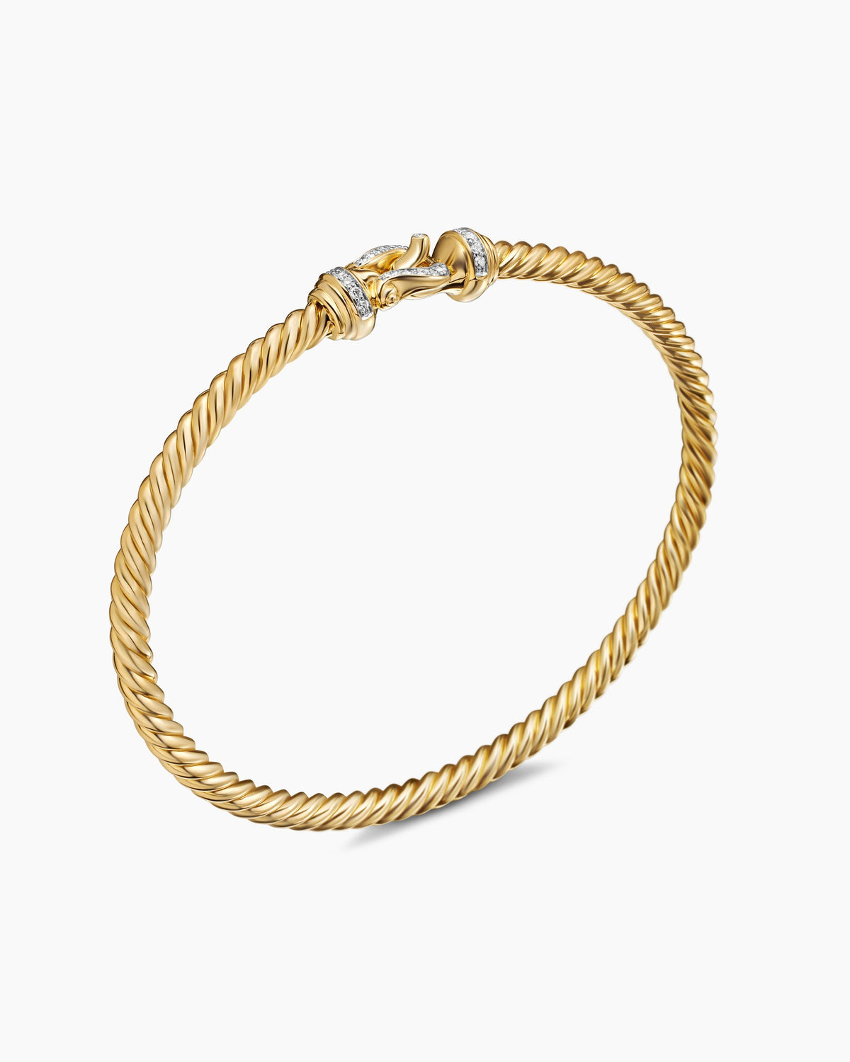 David Yurman Buckle Cablespira Flex Bracelet in 18K Yellow Gold with Diamonds, 3.5mm David Yurman Women’s