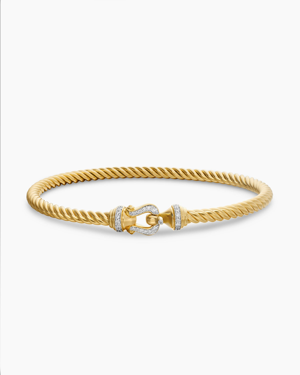 David Yurman Buckle Cablespira Flex Bracelet in 18K Yellow Gold with Diamonds, 3.5mm David Yurman Women’s