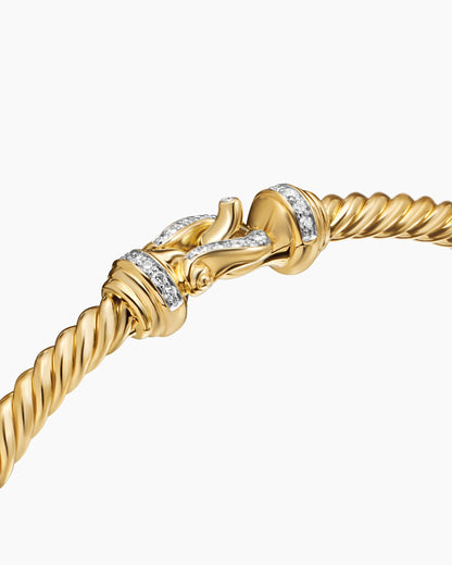 David Yurman Buckle Cablespira Flex Bracelet in 18K Yellow Gold with Diamonds, 3.5mm David Yurman Women’s