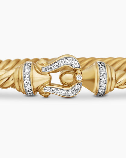 David Yurman Buckle Cablespira Flex Bracelet in 18K Yellow Gold with Diamonds, 3.5mm David Yurman Women’s