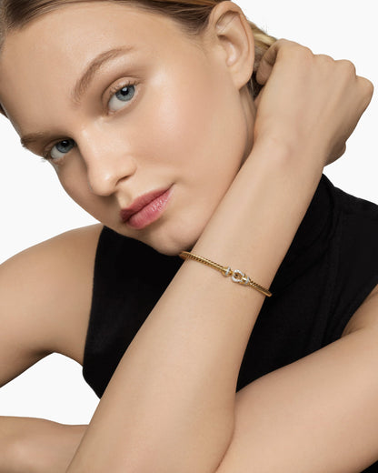 David Yurman Buckle Cablespira Flex Bracelet in 18K Yellow Gold with Diamonds, 3.5mm David Yurman Women’s