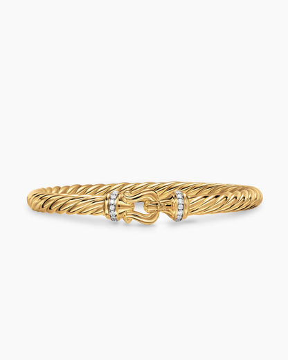 David Yurman Cablespira Flex Buckle Bracelet in 18K Yellow Gold with Diamonds, 6mm David Yurman Women’s