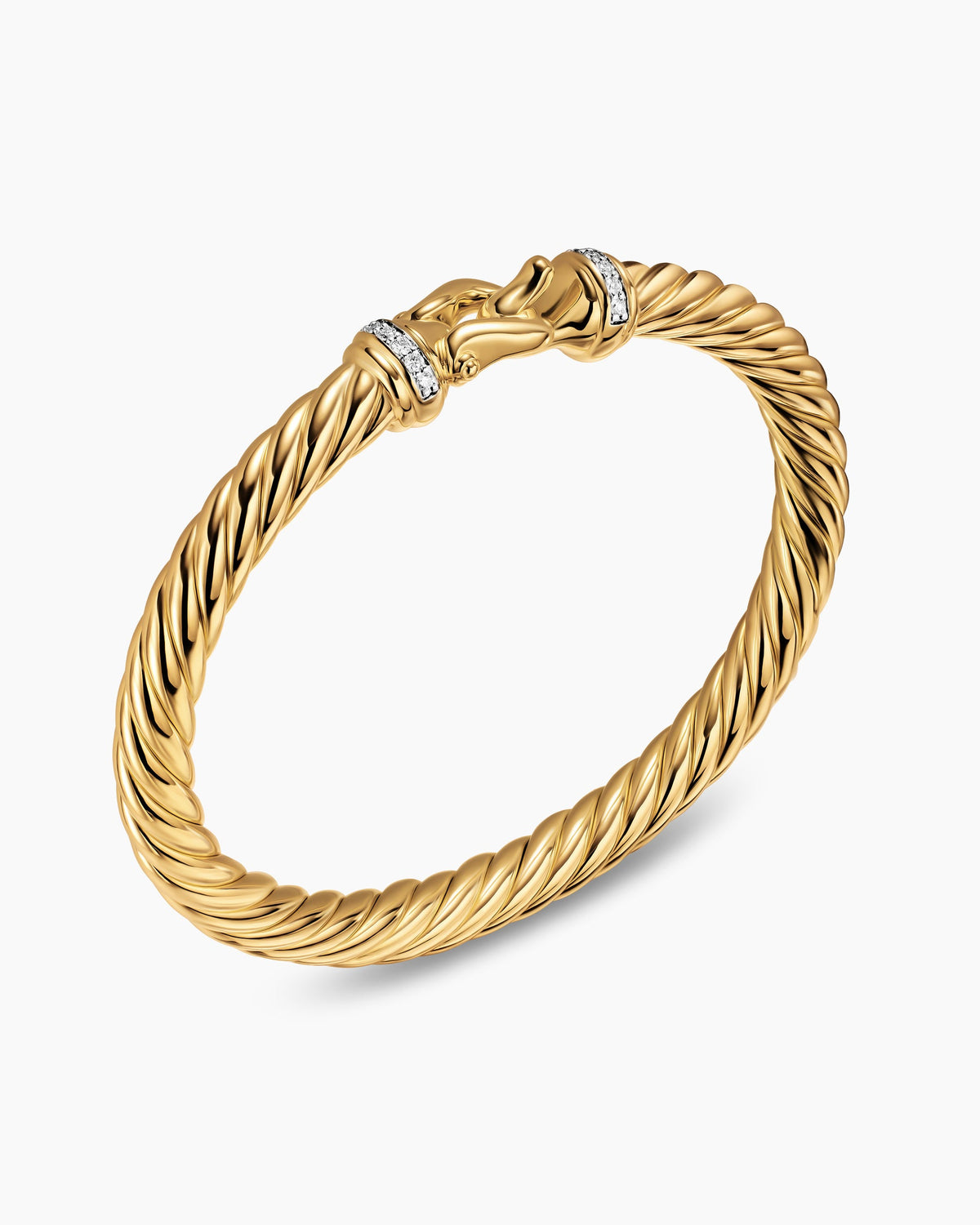 David Yurman Cablespira Flex Buckle Bracelet in 18K Yellow Gold with Diamonds, 6mm David Yurman Women’s