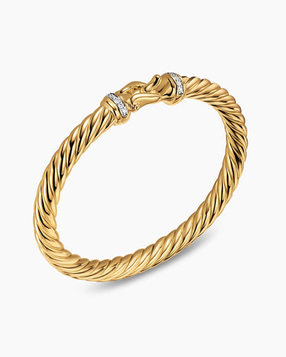 David Yurman Cablespira Flex Buckle Bracelet in 18K Yellow Gold with Diamonds, 6mm David Yurman Women’s
