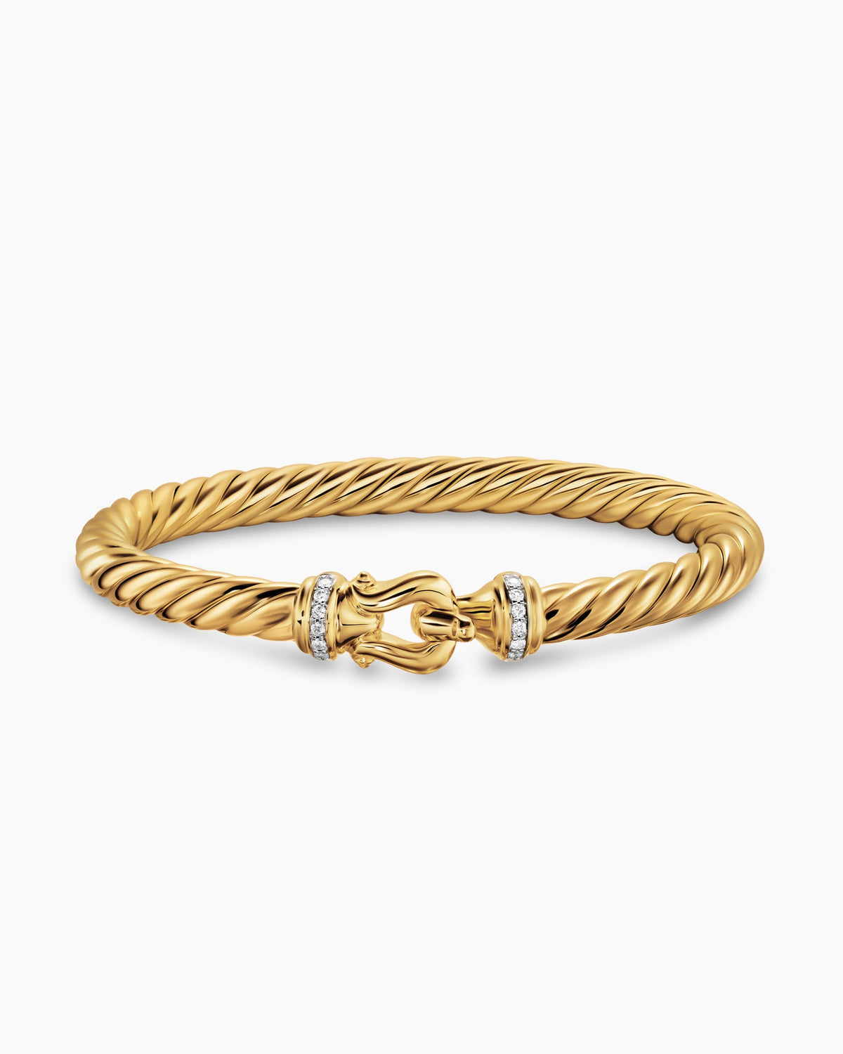 David Yurman Cablespira Flex Buckle Bracelet in 18K Yellow Gold with Diamonds, 6mm David Yurman Women’s