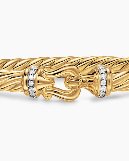 David Yurman Cablespira Flex Buckle Bracelet in 18K Yellow Gold with Diamonds, 6mm David Yurman Women’s