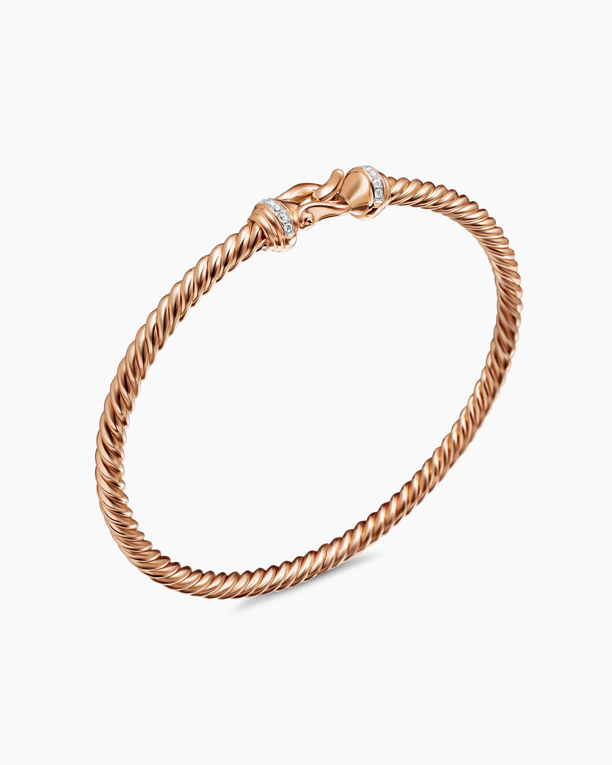 David Yurman Buckle Cablespira Flex Bracelet in 18K Rose Gold with Diamonds, 3.5mm David Yurman Women’s