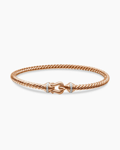 David Yurman Buckle Cablespira Flex Bracelet in 18K Rose Gold with Diamonds, 3.5mm David Yurman Women’s