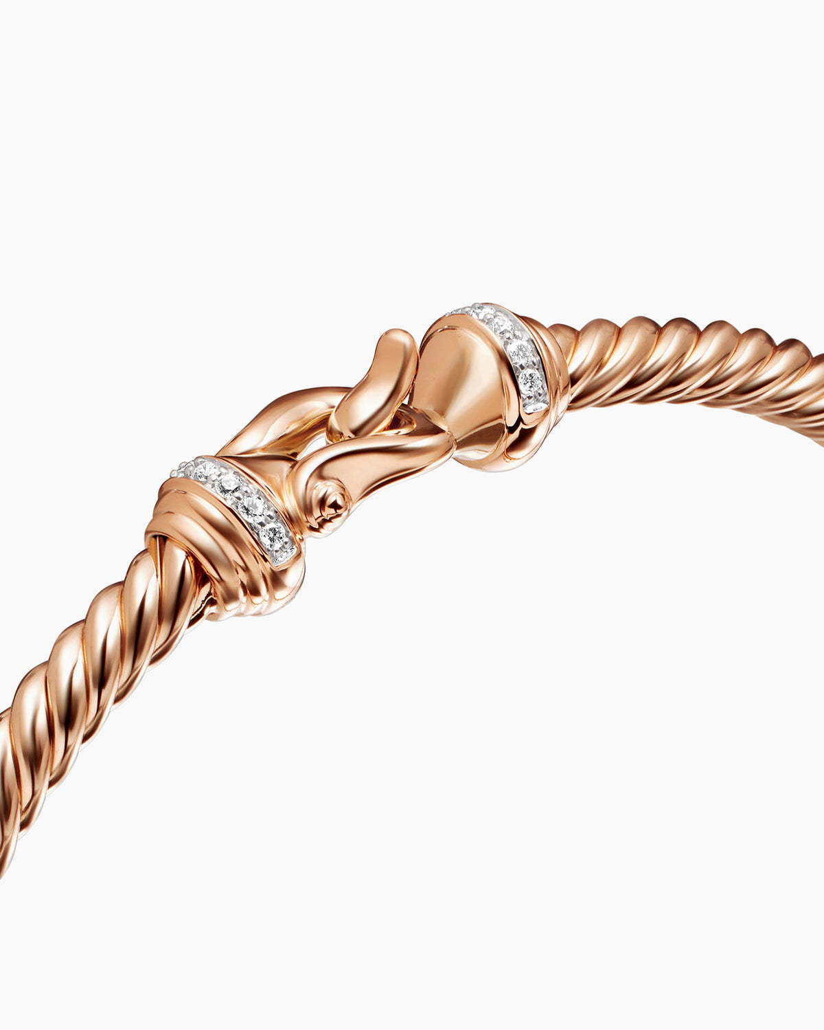 David Yurman Buckle Cablespira Flex Bracelet in 18K Rose Gold with Diamonds, 3.5mm David Yurman Women’s