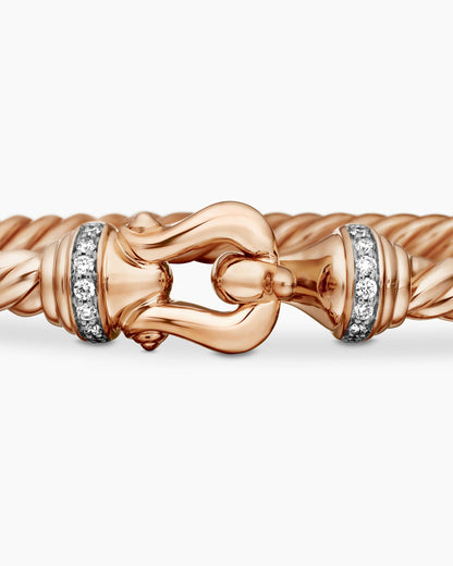 David Yurman Buckle Cablespira Flex Bracelet in 18K Rose Gold with Diamonds, 3.5mm David Yurman Women’s