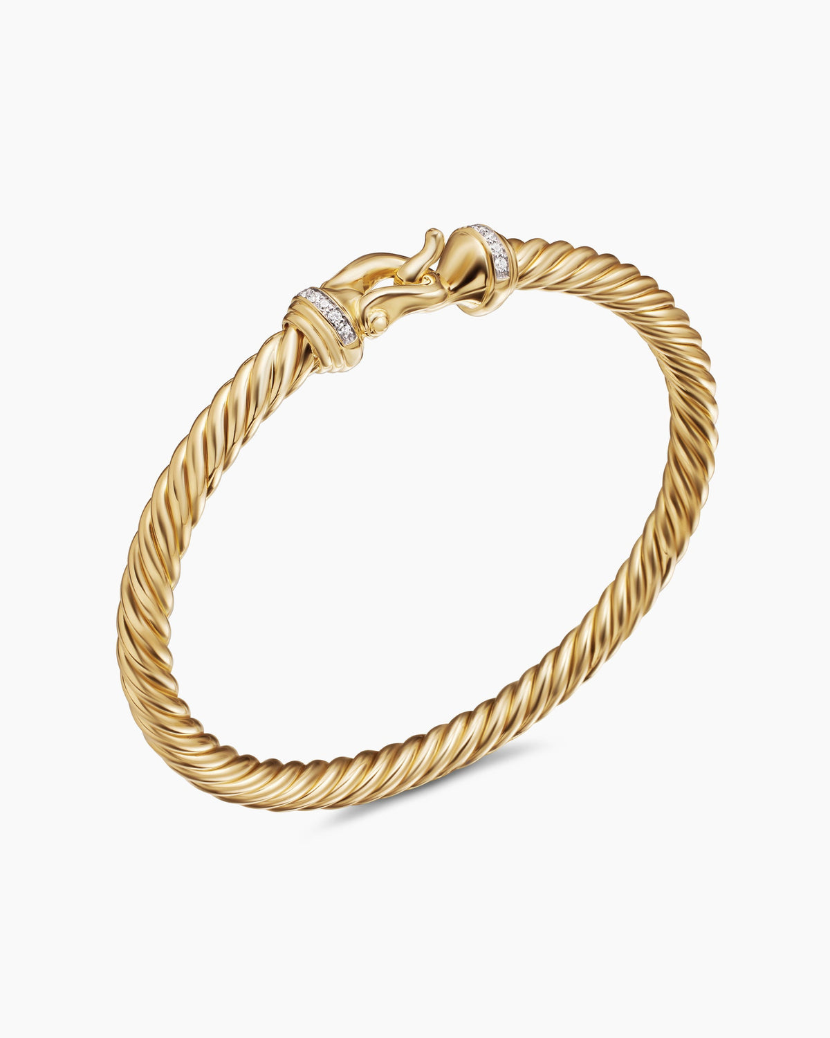 David Yurman Buckle Cablespira Flex Bracelet in 18K Yellow Gold with Diamonds, 5mm David Yurman Women’s