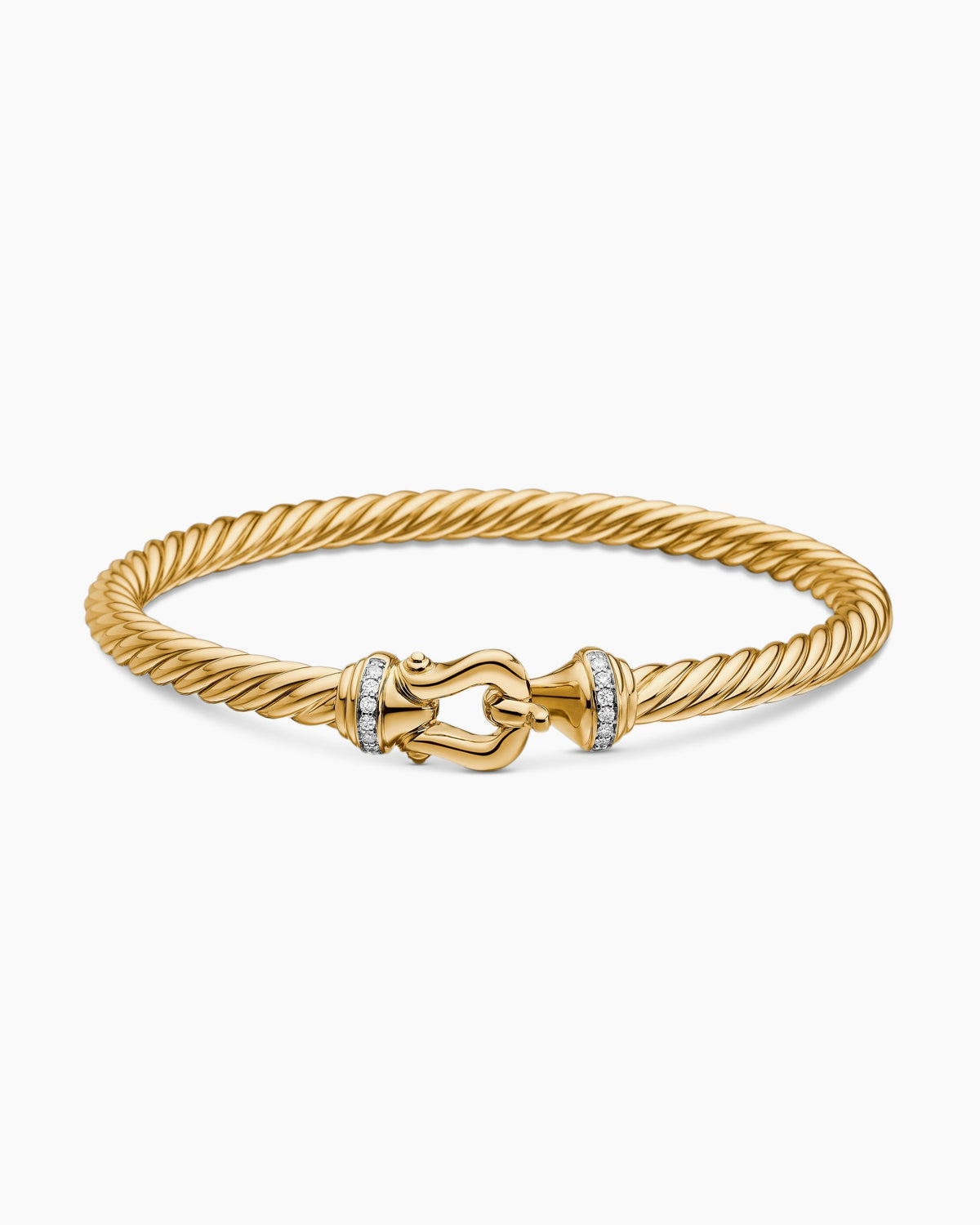David Yurman Buckle Cablespira Flex Bracelet in 18K Yellow Gold with Diamonds, 5mm David Yurman Women’s