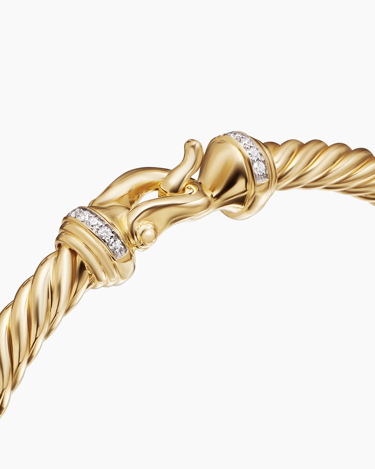 David Yurman Buckle Cablespira Flex Bracelet in 18K Yellow Gold with Diamonds, 5mm David Yurman Women’s