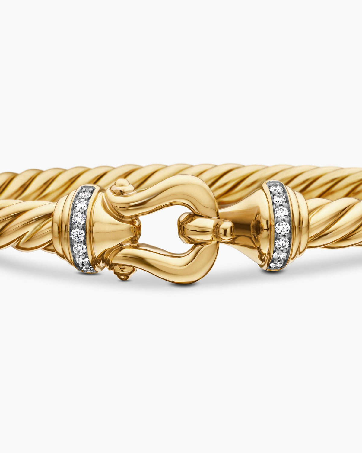 David Yurman Buckle Cablespira Flex Bracelet in 18K Yellow Gold with Diamonds, 5mm David Yurman Women’s